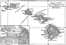 Hawaii (Hauptkarte) mit Honolulu (Nebenkarte)