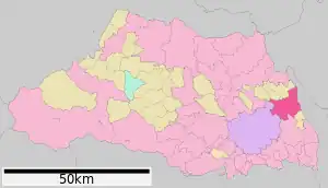 Lage Kasukabes in der Präfektur