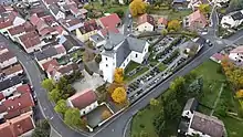 Luftaufnahme von der Katholischen Kirche St. Dionys Rottershausen