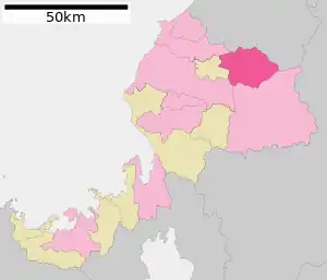 Lage Katsuyamas in der Präfektur