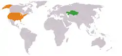 Lage von Kasachstan und Vereinigte Staaten
