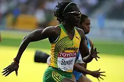 Kerron Stewart kam auf den sechsten Platz und gewann am letzten Tag Silber mit der jamaikanischen&nbsp;Sprintstaffel