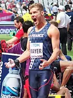 Der spätere Weltrekordinhaber und Weltmeister von 2017 Kevin Mayer beendete seinen Wettkampf nicht – im Weitsprung war er ohne gültigen Versuch&nbsp;geblieben