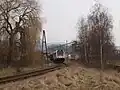 Blick vom Bahnhof zum Kieswerk