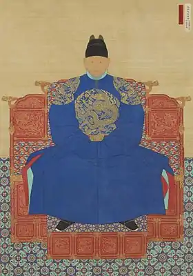 Porträt von König Taejo, nach einer Vorlage 1872 neu gemalt, Koreanisches Nationalmuseum