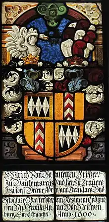 Wappenscheibe des Ulrich von Bonstetten (1548–1607) in der Kirche Jegenstorf