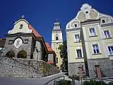 Kirche Sankt Andreas und katholisches Pfarrhaus