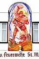 Fresko „Heiliger Florian“ am Feuerwehrhaus in Sankt Martin, Klagenfurt am Wörthersee