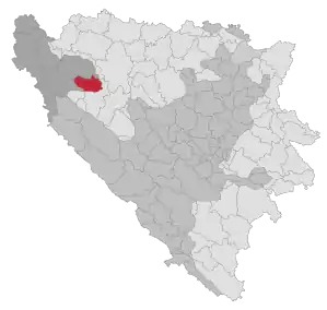 Lage der Gemeinde Ključ in Bosnien und Herzegowina (anklickbare Karte)