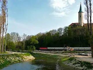 Klosterneuburger Durchstich zwischen Klosterneuburg und Kritzendorf im Zuge des Baues der Umfahrungsstraße