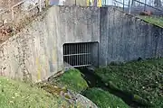 Beginn der Verrohrung nach dem Naherholungsgebiet Bubenheimer Bach südlich von Koblenz-Kesselheim
