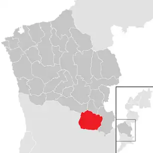 Lage der Gemeinde Kohfidisch im Bezirk Oberwart (anklickbare Karte)