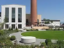 Café in der ehemaligen Baumwollspinnerei Kolbermoor im Kesselhaus