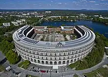 Die Kongresshalle mit Doku-Zentrum auf dem Reichsparteitagsgelände in Nürnberg