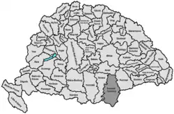 Lage des Komitats Krassó-Szörény