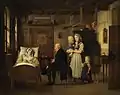Krankenbesuch, Öl auf Holz, Carl Kreul 1832