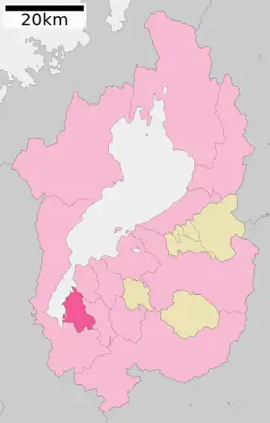 Lage Kusatsus in der Präfektur