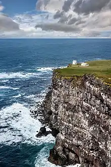 Steilküste Látrabjarg mit Wetterstation und Leuchtfeuer