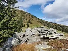 Verfallener Schutzbau für Hirten unterhalb des Schwalbensteins.