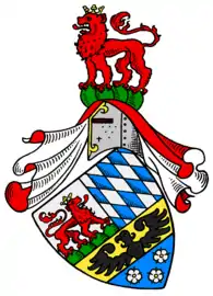 Löwenstein-Wertheimer Wappen, dessen Elemente auch ins Ortswappen Eingang fanden