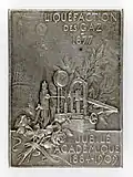 Medaille (von Frédéric de Vernon) auf Cailletets silbernes Akademie-Jubiläum 1909, mit Darstellungen seiner physikalischen Versuche
