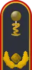 Dienstgradabzeichen auf der Schulterklappe der Jacke des Dienstanzuges für Luftwaffenuniformträger.