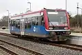 LVT/S der Hanseatischen Eisenbahn in der ehemaligen Lackierungsvariante im Bahnhof Pritzwalk