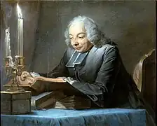 Maurice Quentin de La Tour: Abbé Jean-Jacques Huber, lesend, Pastell auf Papier, 1742, Musée Antoine Lécuyer, Saint-Quentin