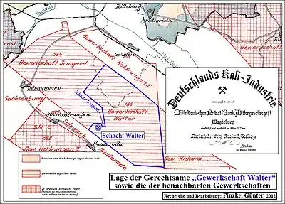 Lage der Bergwerksgerechtsame „Gewerkschaft Walter“