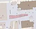 Lage der Reinoldiinsel im heutigen Stadtbild. Das Richthaus hatte die Hausnummer 2 am Ostenhellweg.