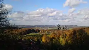 Blick vom Teutoburger Wald von der Burg Tecklenburg auf das Aatal bei Ibbenbüren