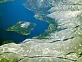 Lago d’Iseo mit Monte Isola (Luftbild)