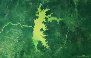 Satellitenaufnahme des Shiroro Stausees