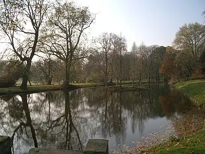 Rousseau-Insel im Schwanenteich des Landschaftsparks Althaldensleben-Hundisburg