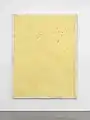 Lawrence Carroll, Untitled (Yellow Painting), 2017, Oil, wax, staples, house paint, dust, canvas on wood, 262 (h) x 200 x 6 cm / 103¼ (h) x 78¾ x 2¼ in