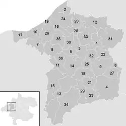 Lage der Gemeinde Bezirk Ried im Innkreis im Bezirk Ried im Innkreis (anklickbare Karte)