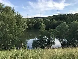 Blick vom Damm auf den Stausee