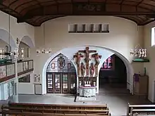 Innenansicht der Evangelischen Lorenzkirche in Leingarten, 1913