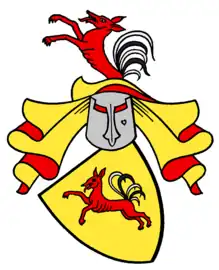 Fuchs mit Hahnenschwanz im Wappen derer von Leipzig
