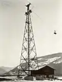 Die 42 Meter hohe, letzte Stütze der Personenseilbahn