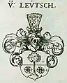 Wappen "V. Leutsch". Aus: Johann Siebmacher: Erneuert- und Vermehrtes Wappen-Buch [...]. Paul Fürst, Nürnberg 1695, Bl. 153.