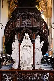 v.&nbsp;l.&nbsp;n.&nbsp;r.: Petrus, Allegorie auf die Kirche, Paulus, Kanzel-Figuren von Guillaume Geefs