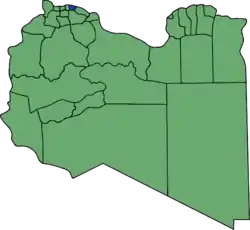 Die Lage von Munizip Tadschura’ wa-n-Nawahi al-Arbaʿ in Libyen