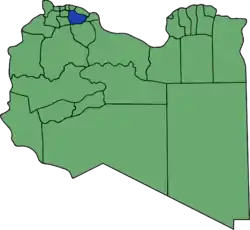 Die Lage von Munizip Tarhuna wa Msallata in Libyen