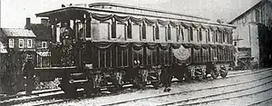 Der Salonwagen dekoriert für die Überführung der Leiche von Lincoln nach Springfield, 20. April 1865