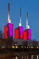 Reguläre nächtliche Beleuchtung in den Farben der enercity