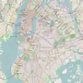 Darstellung des Wegs der Linie&nbsp;R in Queens, Manhattan und Brooklyn