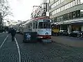 Ehemaliges Café in einem GT8-Wagen auf den seit 2008 stillliegenden Gleisen in der Kampstraße
