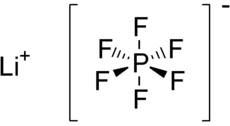 Strukturformel von Lithiumhexafluorophosphat.