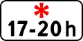 Zeichen 827:Zeitliche Beschränkung (nur samstags, sonntags und feiertags 17:00 bis 20:00 Uhr)